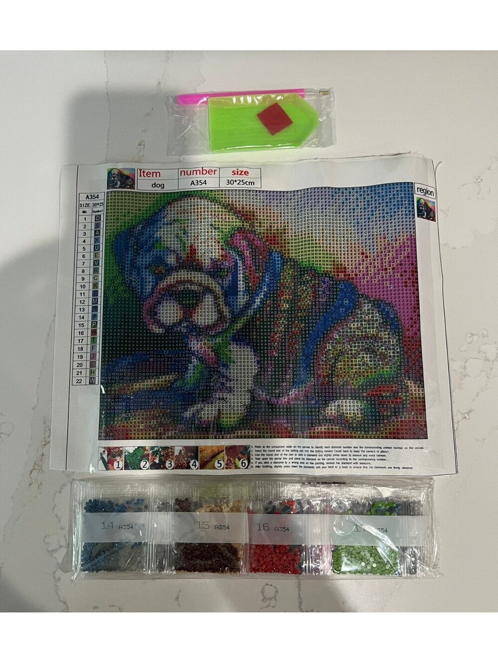 Colorful Graffiti Bulldog 5D Diamond Art Painting Kit (30x25cm)